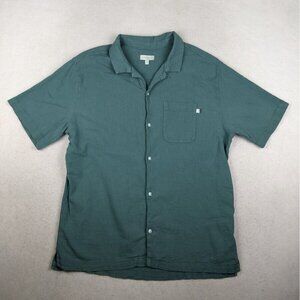 STANDARD CLOTH - MEN'S SAGE GREEN CRINKLE SHORT SLEEVE BUTTON-UP SHIRT - SIZE L